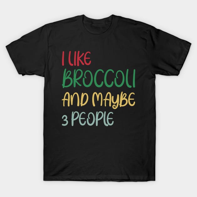 I Like Broccoli and Maybe 3 People Broccoli Lovers Gift T-Shirt by Work Memes